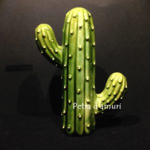 Cactus in ceramica Siciliana H 18 cm Hand Made in Sicily