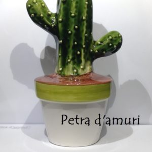 Cactus in Ceramica Siciliana H 19 cm Hand Made in Sicily
