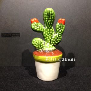 Cactus in Ceramica Siciliana H 15 cm Hand Made in Sicily