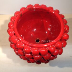 Mezza Pigna Porta Piante Rossa H 20 cm in Ceramica siciliana di Santo Stefano di Camastra Hand Made in Sicily