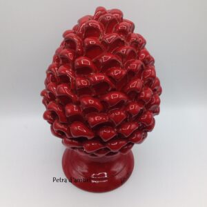 Pigna Artigianale Rosso Corallo in Ceramica Siciliana H 30 cm Hand Made in Sicily