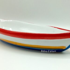 Barca in ceramica Siciliana Rossa da 32 cm di lunghezza Hand Made in Sicily