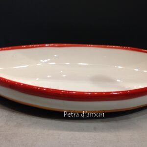 Barca in ceramica Siciliana Rossa da 40 cm di lunghezza Hand Made in Sicily