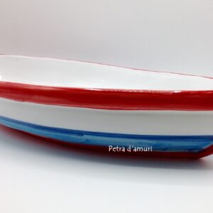 Barca in ceramica Siciliana Rossa da 48 cm di lunghezza Hand Made in Sicily