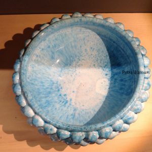 Centrotavola Mezza Pigna Azzurro screziato in ceramica di Santo Stefano di Camastra Hand Made in Sicily