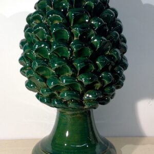 Pigna Artigianale Verde Bottiglia in Ceramica Siciliana H 30 cm Hand Made in Sicily