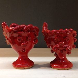 Portauova Siciliani Rosso antichizzato in Ceramica di Santo Stefano di Camastra Hand Made in Sicily