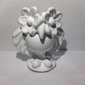 Gufo Bianco da Collezione in Ceramica Siciliana H 13 cm Hand Made in Sicily