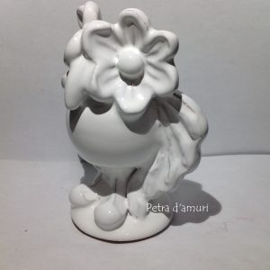 Gufo Bianco da Collezione in Ceramica Siciliana H 13 cm Hand Made in Sicily