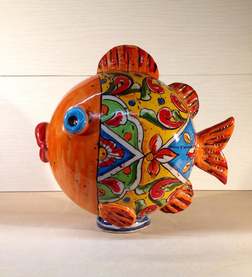 Pesce in ceramica arancio PA23