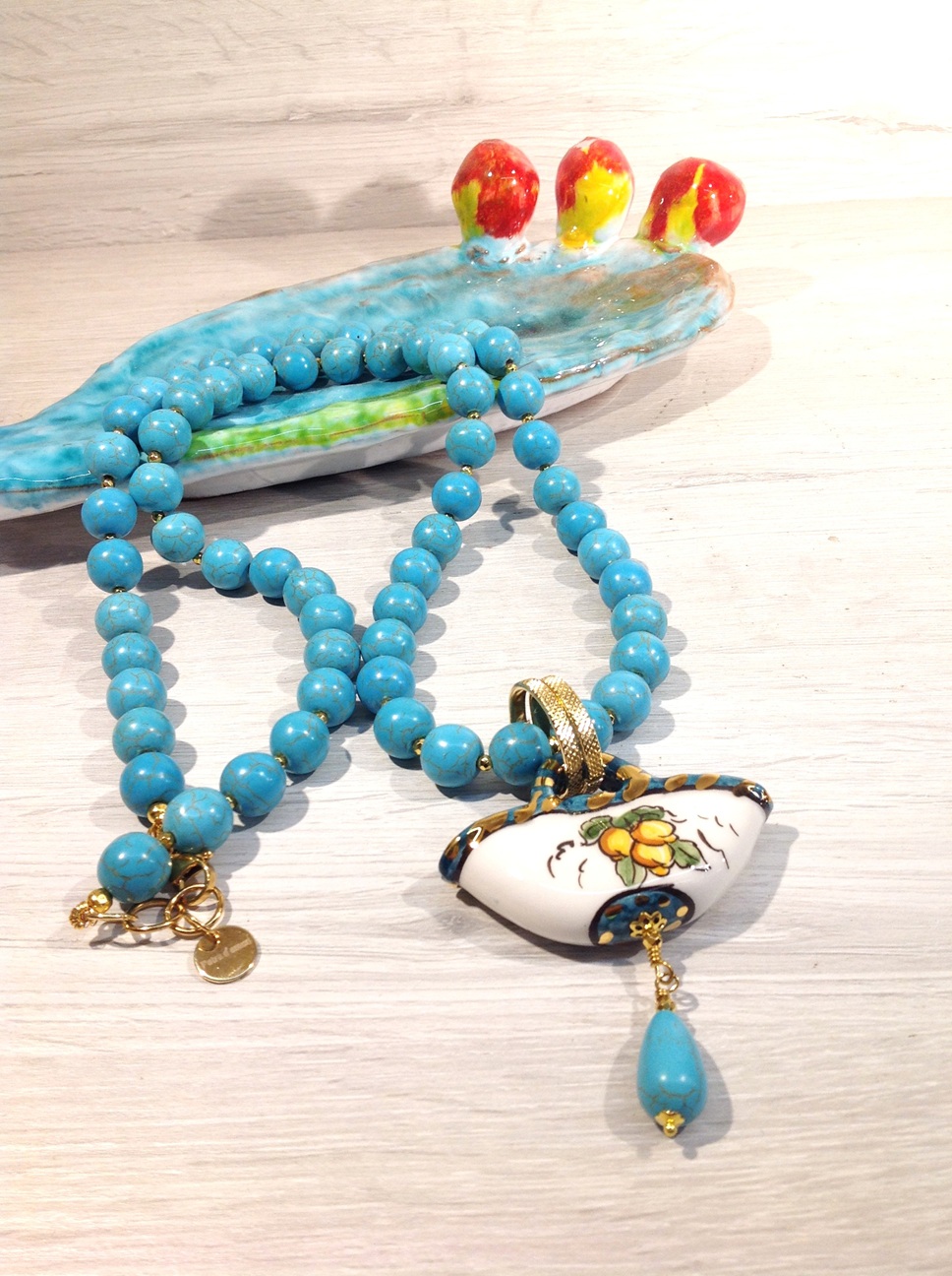 Collana siciliana con turchese e coffa